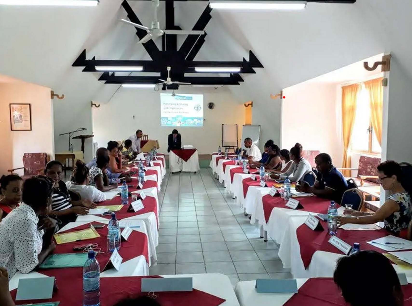 Laurent Bidet leading heritage digitisation training for librarians and archivists in Seychelles